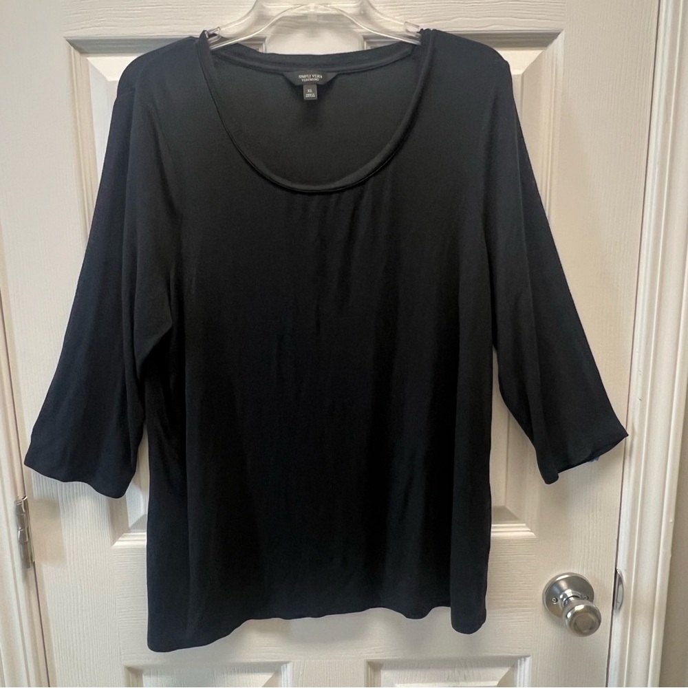 Simply Vera Vera Wang Black 3/4 quarter sleeve shirt size XL